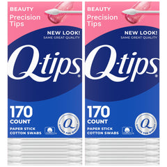 Q-tips precisión bastoncillos de algodón, paquete de 170, ideales para retoques diarios.
