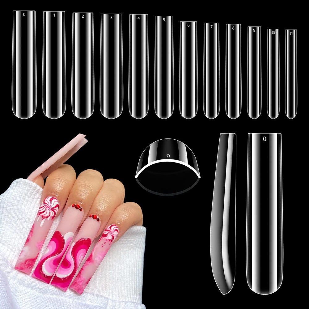 Tapas Quaferen uñas cuadradas claras con cobertura total para manicura duradera