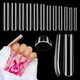 Tapas Quaferen uñas cuadradas claras con cobertura total para manicura duradera