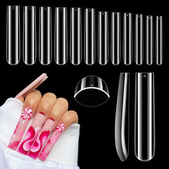 Tapas Quaferen uñas cuadradas claras con cobertura total para manicura duradera