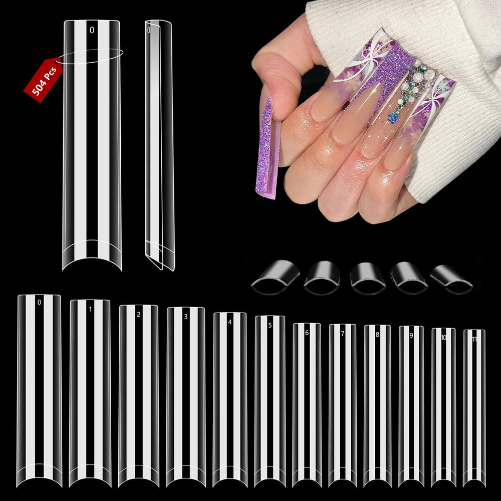 Quaferen uñas postizas cuadradas transparentes, 504 piezas para salón y casa