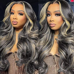 QUANDIAN Balayage 13x6 frente de encaje, cabello humano, apariencia natural para uso diario.