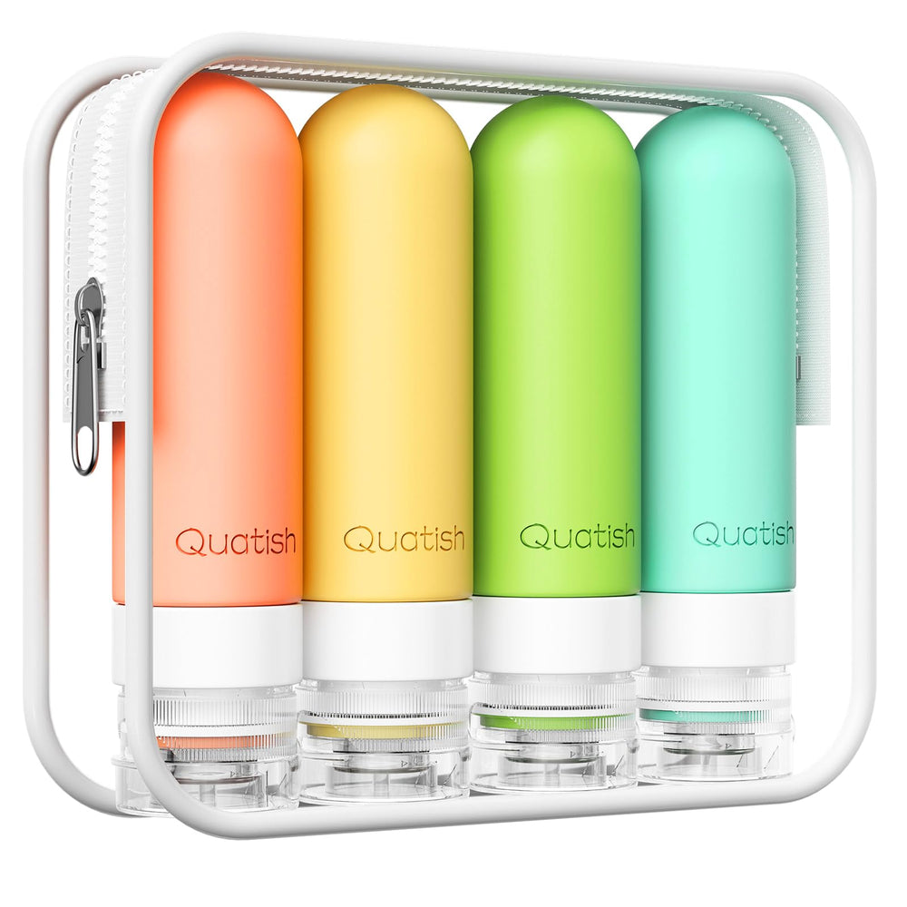 Quatish botellas de viaje 3 oz, compactas para maleta y uso diario.