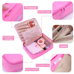 Queboom bolso de maquillaje de viaje, bolsillo interior para objetos pequeños.