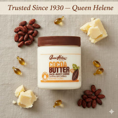 Queen Helene creme-beurre-de-cacao application-douce apaise la peau lors de l utilisation.