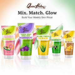 Queen Helene exfoliante suave con avena y miel, ingredientes naturales destacados.