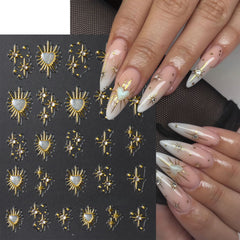 Quezadyl corazones aurora y estrellas para uñas con diseño llamativo.