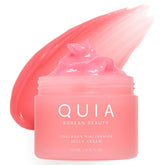 Crema gel de colágeno de QUIA Beauty en botella, hidratación ligera para piel suave.