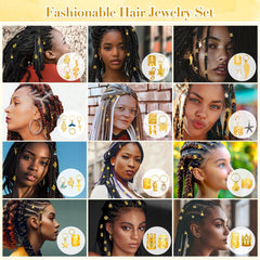 Quinzave aros dorados para trenzas, look atrevido