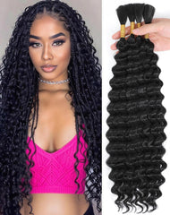 Qulueo cabello humano 22 pulgadas onda profunda para trenzas boho naturales.