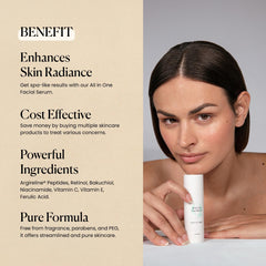 Qure Serum aplicación facial con Niacinamida y Retinol para tono uniforme.