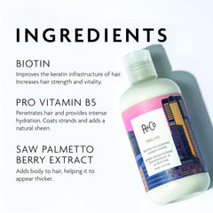 R+Co Dallas Acondicionador engrosador: textura crema suave en primer plano
