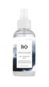 R+Co Spiritualized Dry Shampoo Mist: botella de 4oz para refrescar entre lavados.