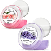 R-NEU 2-pack body powder bottle with puff for easy, mess-free application.