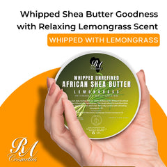 RA COSMETICS manteca batida, hierba de limón, textura cremosa para uso corporal.