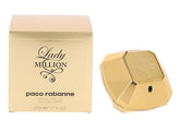 Rabanne Lady Million, frasco brillante, ideal para ocasiones especiales.