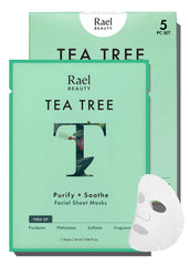 Rael mascarilla arbol-del-te-empaque — cuidado facial purificador para uso diario.