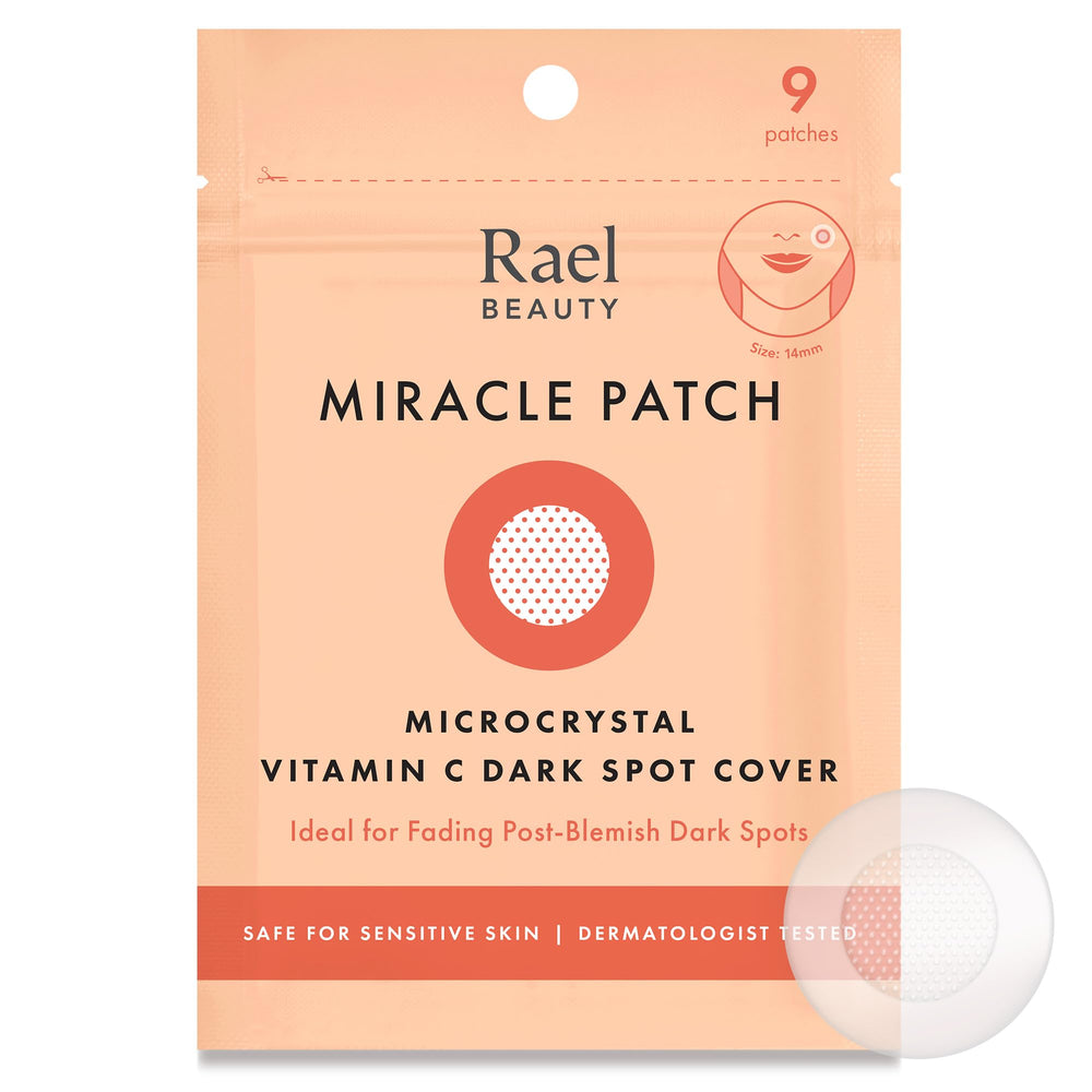 Rael Pimple Patches on skin with microcrystal technology for smoother, more even tone.
