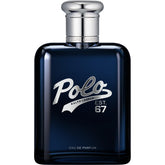 Polo 67 de Ralph Lauren, botella frontal, aroma amaderado para uso diario.
