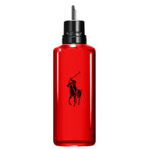 Polo Red de Ralph Lauren Fragrances, botella con curvas y negro mate, declaración audaz de estilo.