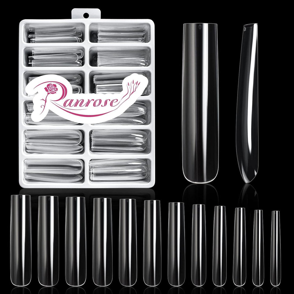 Ranrose uñas XXXL largas y rectas — acabado claro y duradero para uñas caseras.