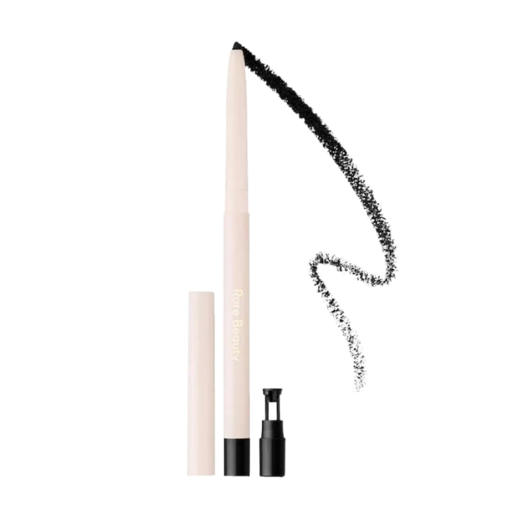 Delineador gel de Rare Beauty con trazo perfecto en negro para definición precisa.
