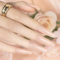 RARJSM Gel Apricot Nude curado con lámpara LED o UV para secado en casa.