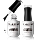 RARJSM Capa base transparente brillo 15ml para uñas protegidas y con acabado suave.