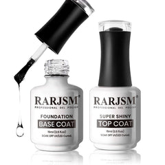 RARJSM Capa base transparente brillo 15ml para uñas protegidas y con acabado suave.