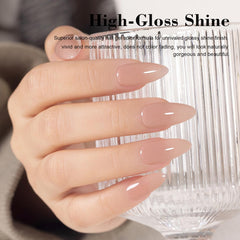 Efecto transparente del esmalte gel nude pink de rarjsm para looks sutiles