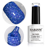 RARJSM esmalte gel azul real con brillo reflectante para uñas.