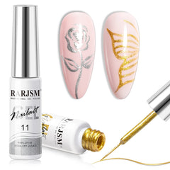 RARJSM gel liner arte de uñas en plata y oro para brillos duraderos