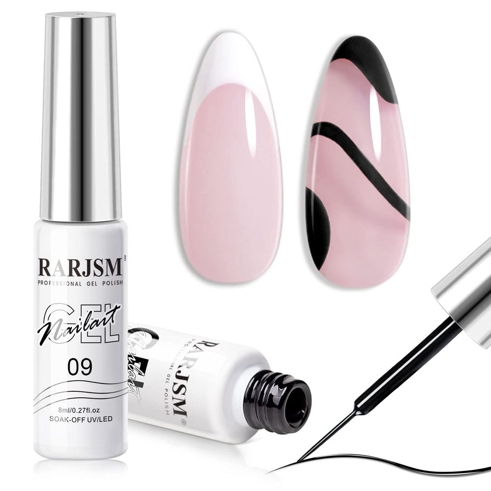 RARJSM gel uñas negro y blanco para diseño francés en casa
