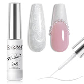 Liner gel blanco perla de RARJSM para delinear uñas con brillo suave.