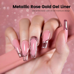 RARJSM gel rose gold para arte de uñas 3D con acabado metálico.