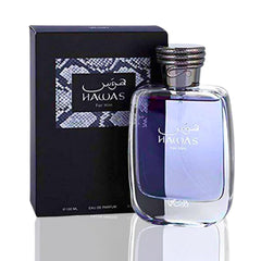 Rasasi Hawas, botella elegante para uso diario.