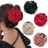 RAUIMOUR clip pelo flor de tela negro, seguro para cabello grueso.