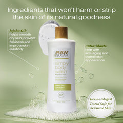 RAW SUGAR gel de ducha con aroma fresco de te verde y aloe.