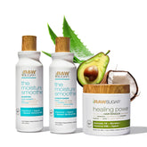 RAW SUGAR champú hidratante, botella visible para control del encrespamiento