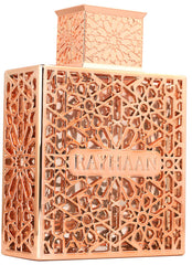 Rayhaan Divine: corazón de peonía y rosa, aroma floral elegante