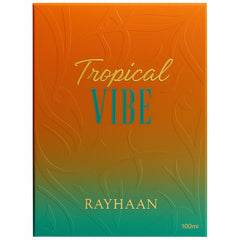 Rayhaan Tropical Vibe corazón floral y coco con brisa marina para sensación suave y veraniega.