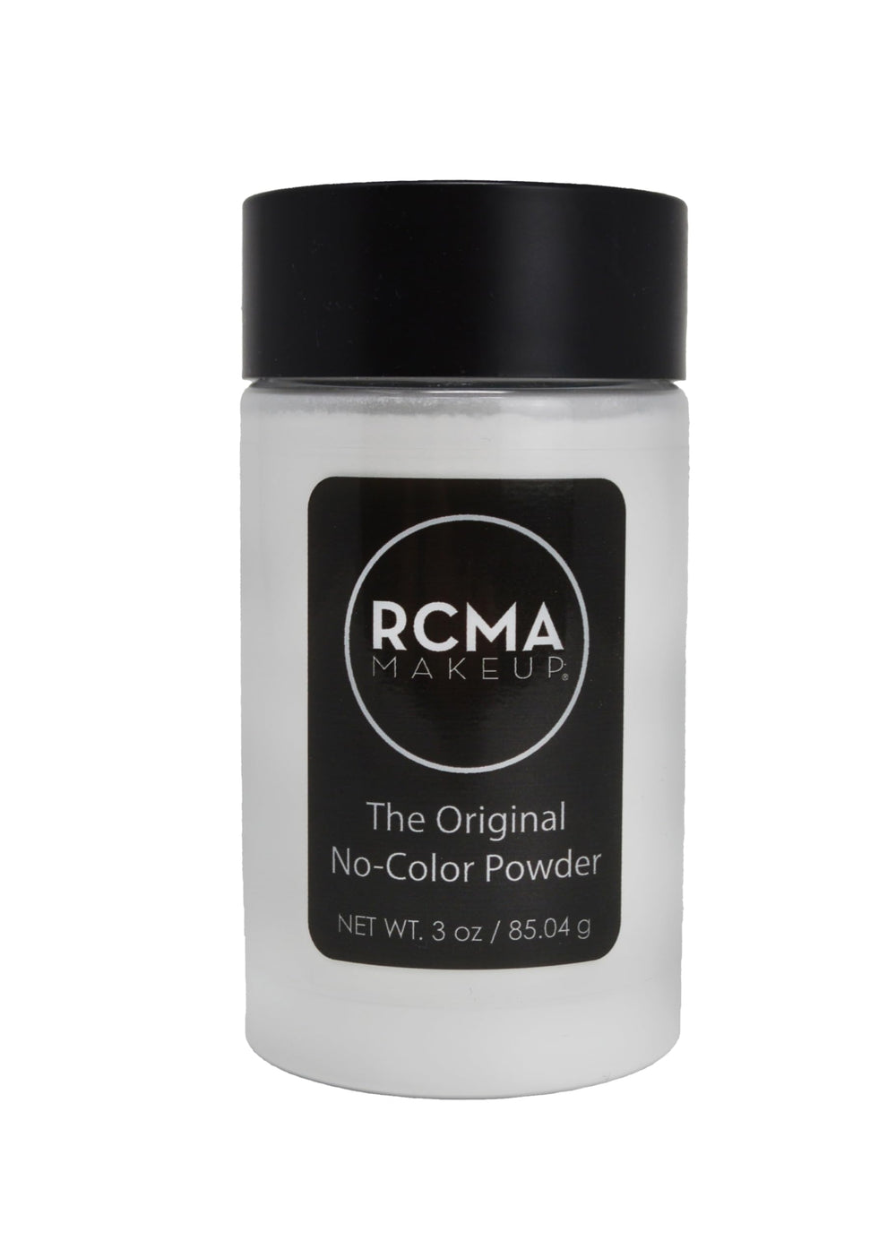RCMA No Color Powder, empaque compacto para fijar maquillaje sin alterar el tono.