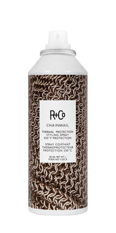 R+Co Chainmail botella de proteccion calor para peinados seguros.