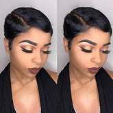 Rebecca Fashion pixie corto frontal de encaje con aspecto natural para uso diario.