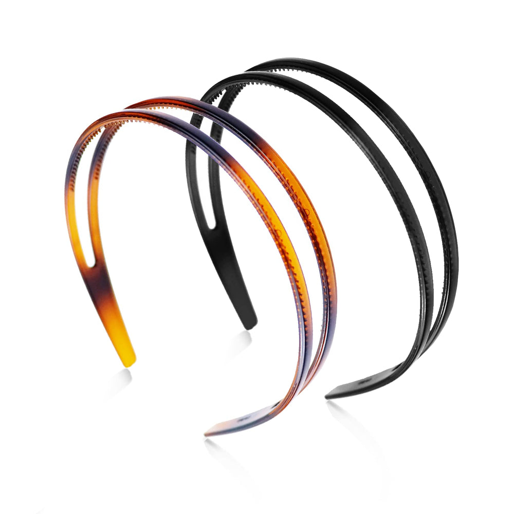 REDANHA diadema de plástico negra, doble fila de dientes para fijar peinados.