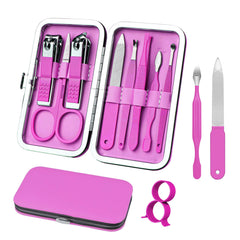 RedFlow set uñas 8 en 1 en estuche de cuero, ideal para viaje.