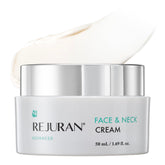 Crema REJURAN en envase, para aplicación suave y cuidado diario de rostro y cuello.