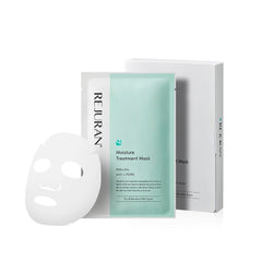 REJURAN mascarilla hidratante 5-pack en empaque, ideal para cuidado diario de la piel.