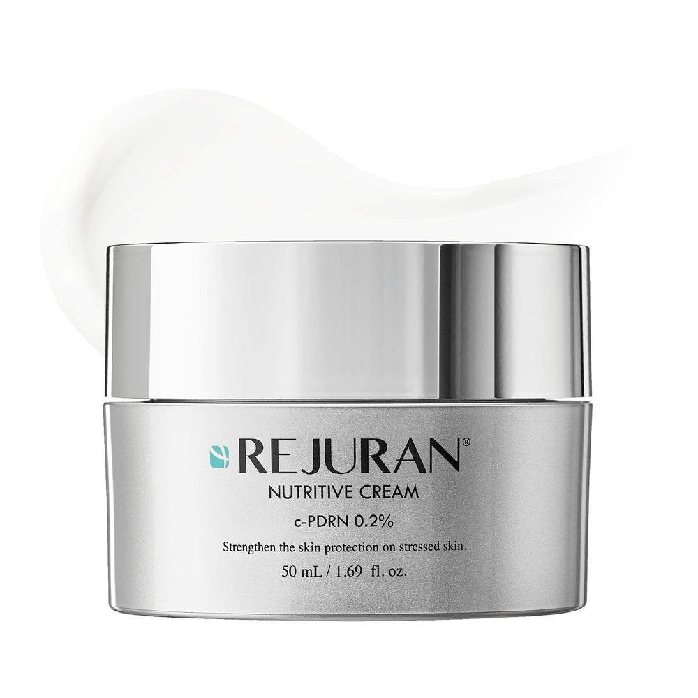 REJURAN Nutritive Cream: bote frontal, hidratación profunda para piel suave y radiante.