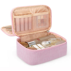 Relavel bolso maquillaje rosa lindo, ideal para organizar productos en casa o de viaje